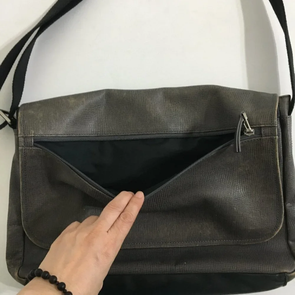 Fossil leather messenger
